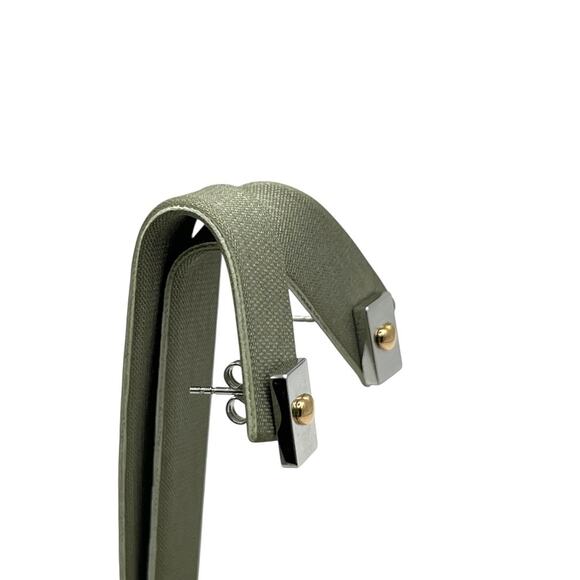 14K Two-tone Yellow Heart Rectangle Earrings (13542) - Picture 2 of 4